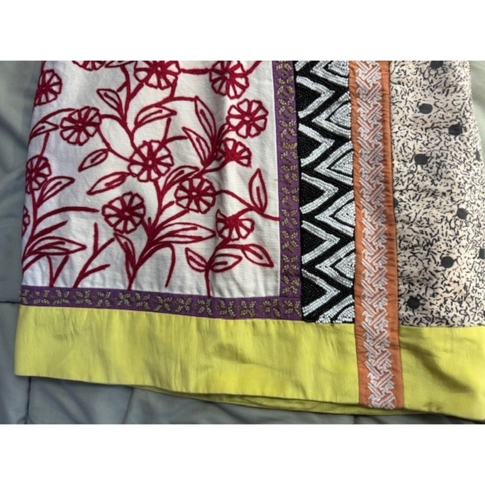 Leif Notes Beaded Embroidered Patchwork Skirt Bri… - image 7